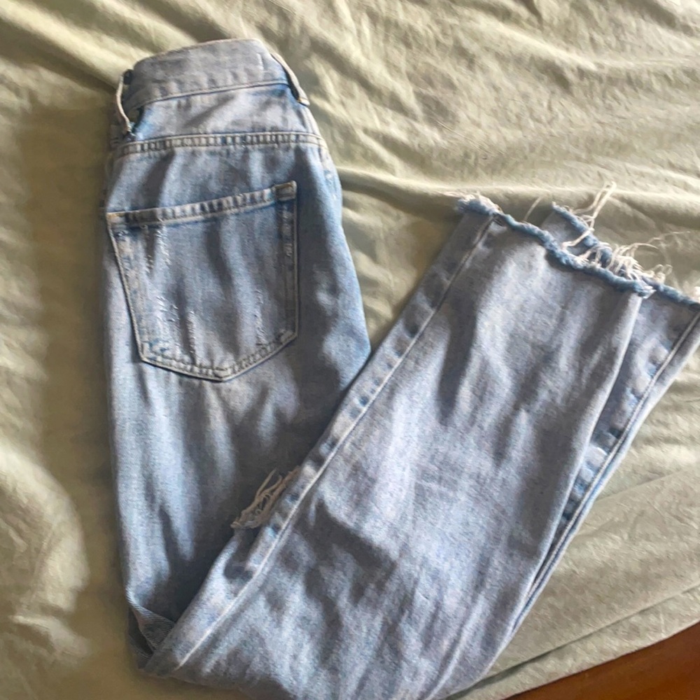 High rise light wash jeans